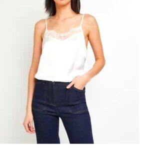 Grain De Malice Satin Lace Trim Front Cami Top Coquette  Charmeuse Feminine